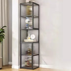 Modern Floor 4-Shelf Metal Display Cabinet with Glass Doors