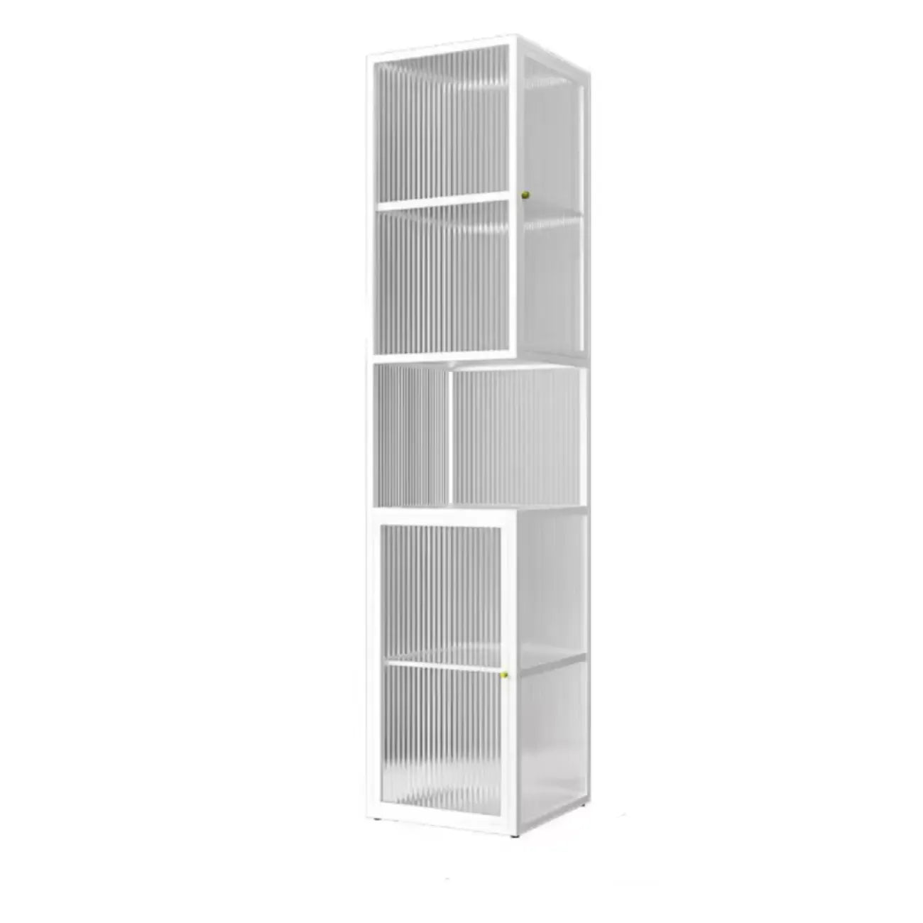 Modern Floor 4-Shelf Metal Display Cabinet with Glass Doors
