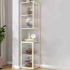 Modern Floor 4-Shelf Metal Display Cabinet with Glass Doors