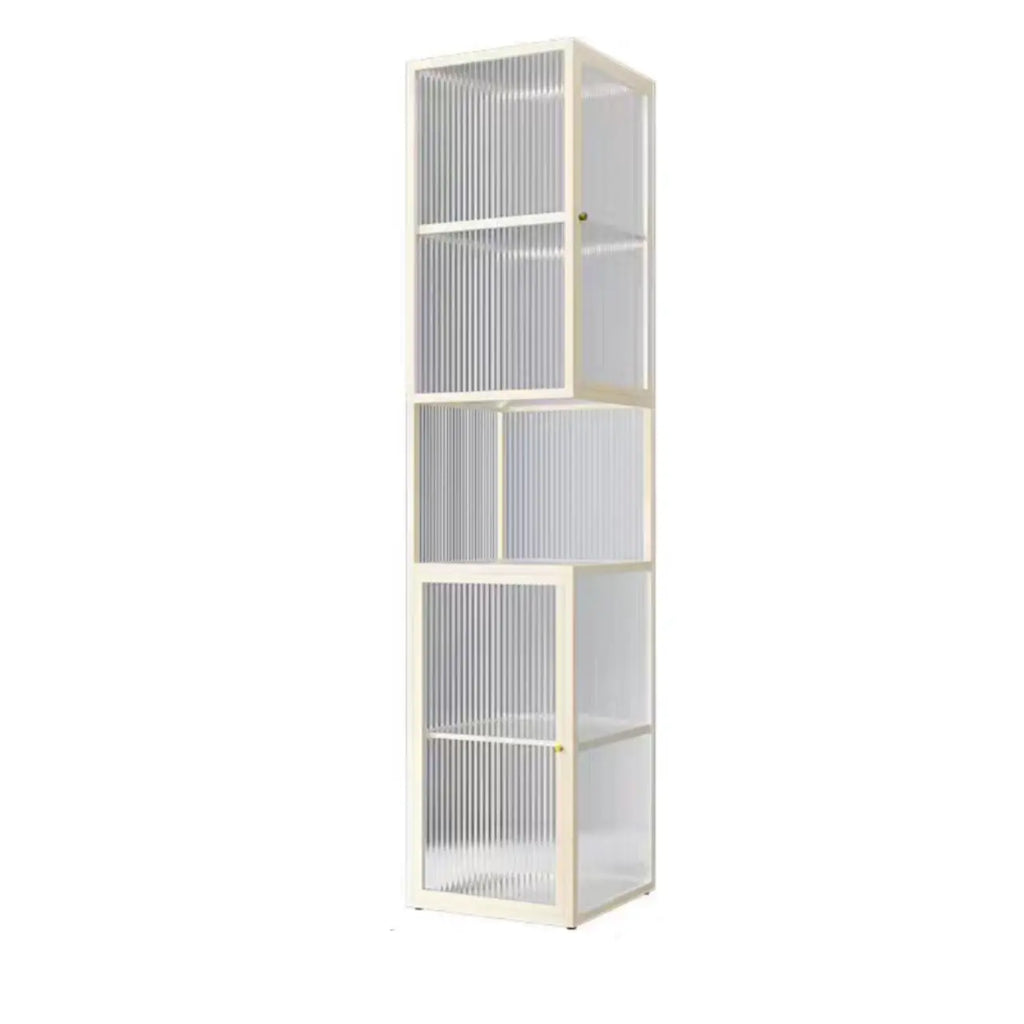 Modern Floor 4-Shelf Metal Display Cabinet with Glass Doors