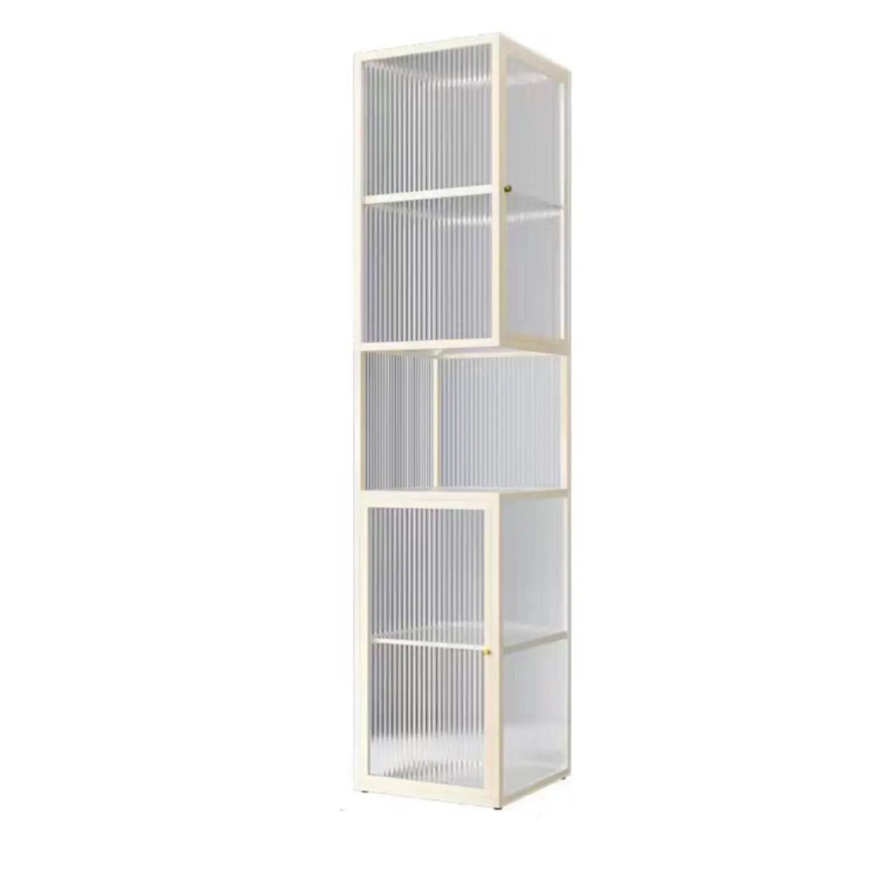 Modern Floor 4-Shelf Metal Display Cabinet with Glass Doors
