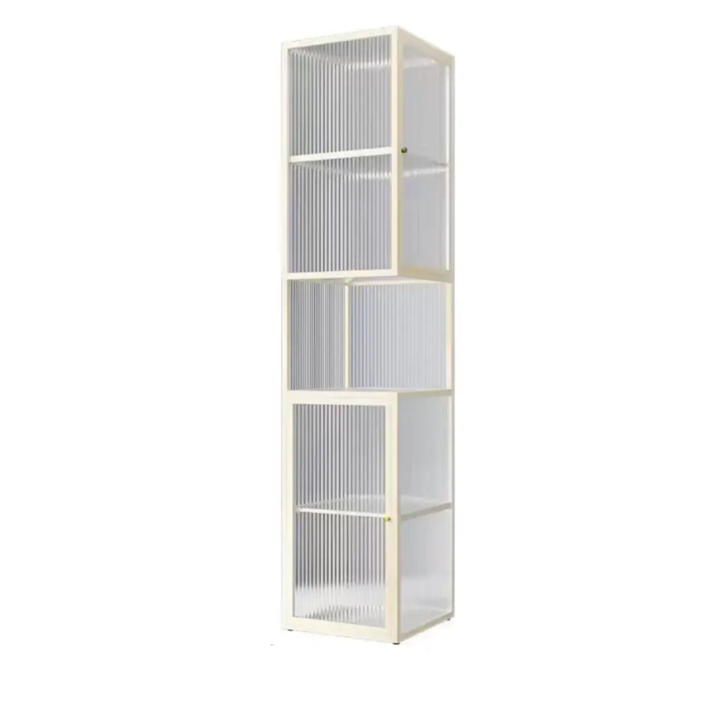 Modern Floor 4-Shelf Metal Display Cabinet with Glass Doors