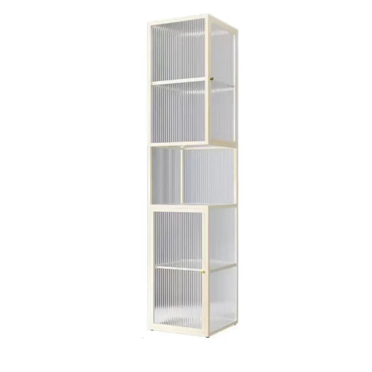 Modern Floor 4-Shelf Metal Display Cabinet with Glass Doors