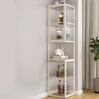 Modern Floor 4-Shelf Metal Display Cabinet with Glass Doors