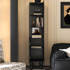 Traditional Black Wood Open Storage Corner Display Cabinet