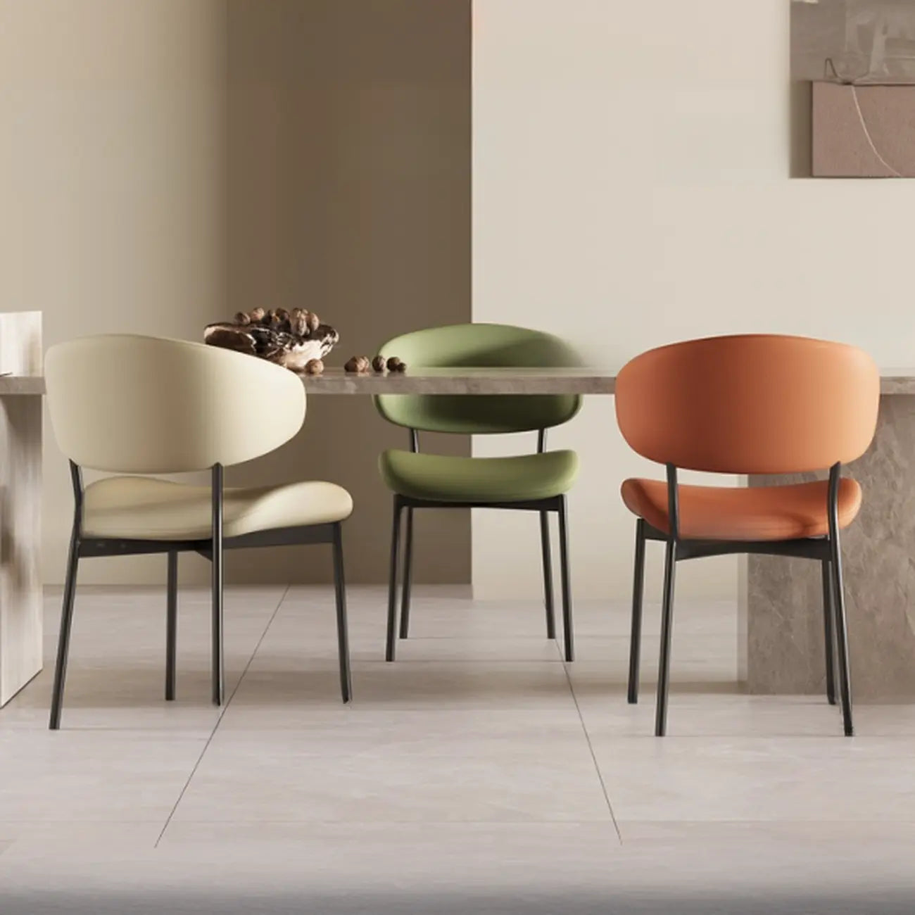 Contemporary Upholstered Curved Armless Dining Chairs