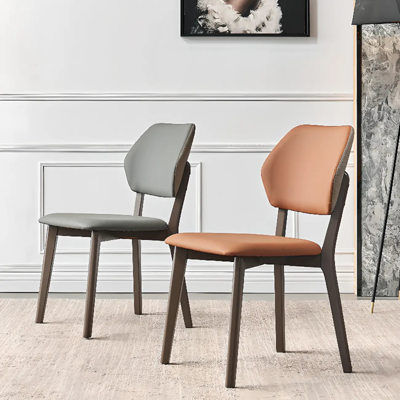 Modern Upholstered Dining Chair with Metal Legs