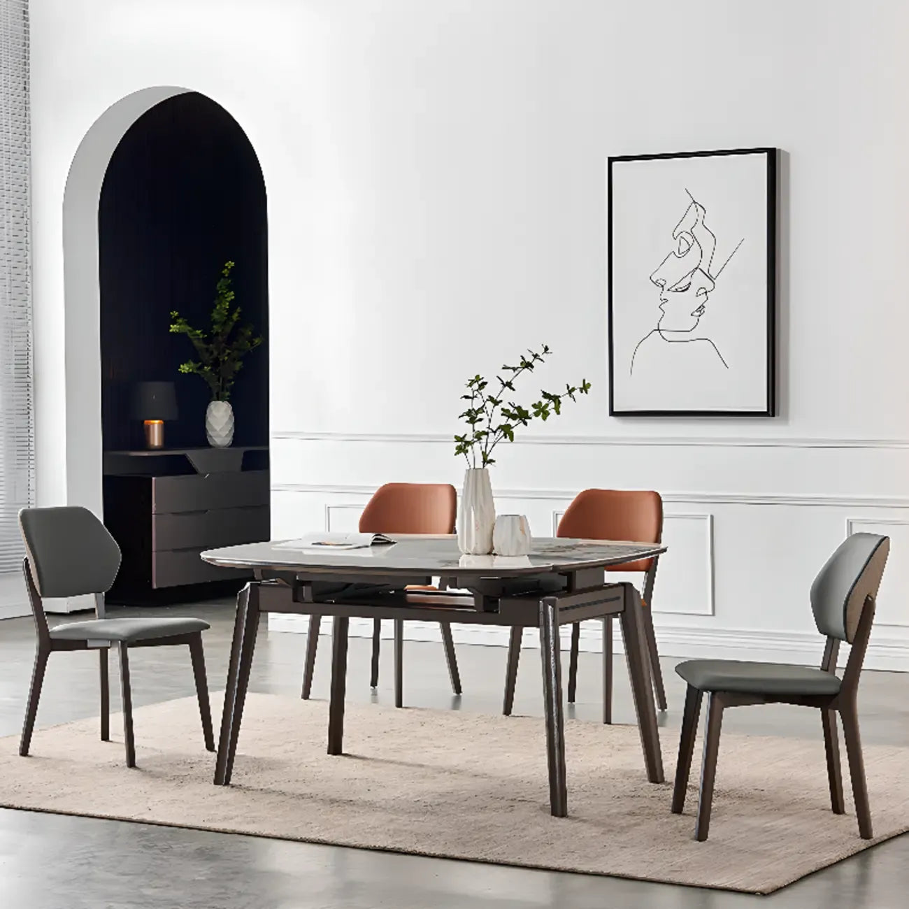 Modern Upholstered Dining Chair with Metal Legs