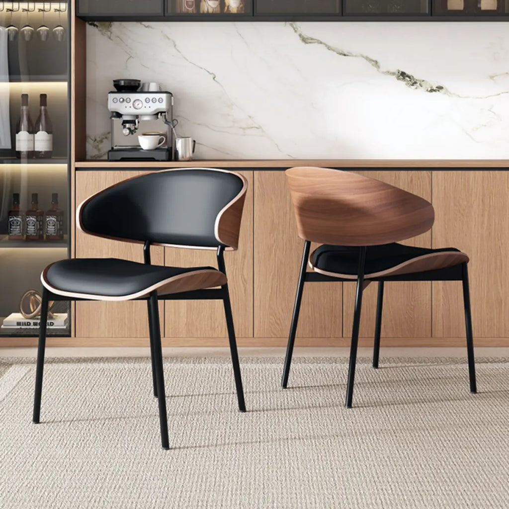 Art Deco Faux Leather Low Back Dining Chair