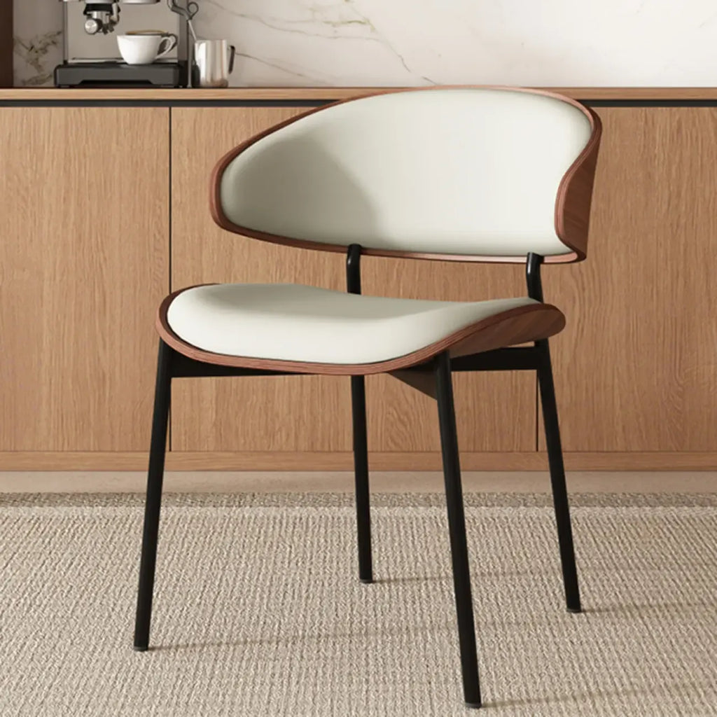 Art Deco Faux Leather Low Back Dining Chair