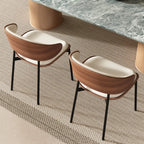 Art Deco Faux Leather Low Back Dining Chair