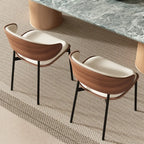 Art Deco Faux Leather Low Back Dining Chair