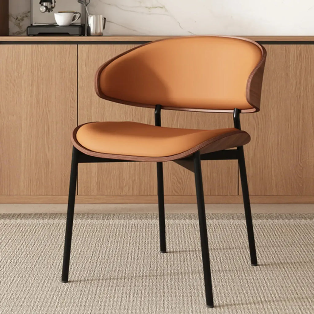 Art Deco Faux Leather Low Back Dining Chair