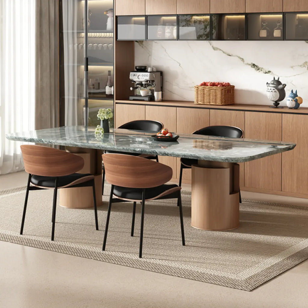 Art Deco Faux Leather Low Back Dining Chair