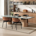 Art Deco Faux Leather Low Back Dining Chair