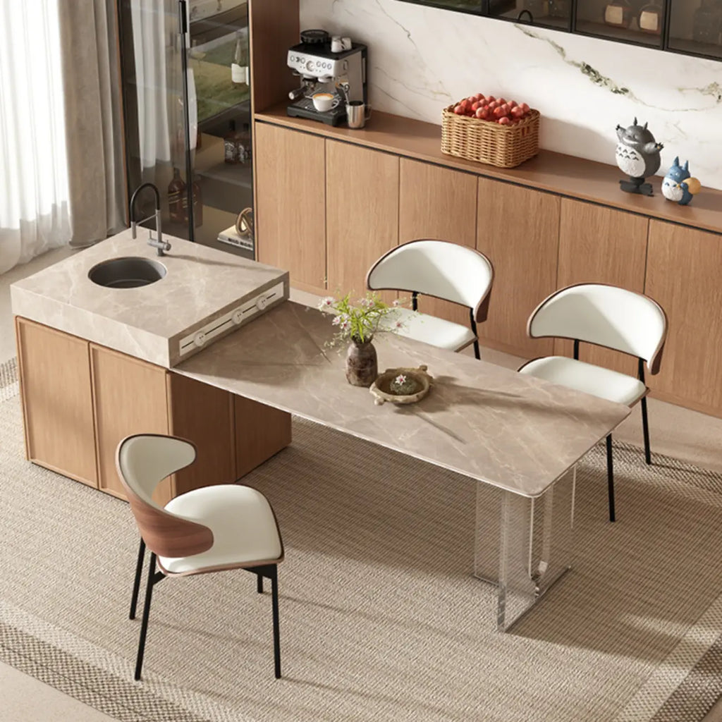 Art Deco Faux Leather Low Back Dining Chair