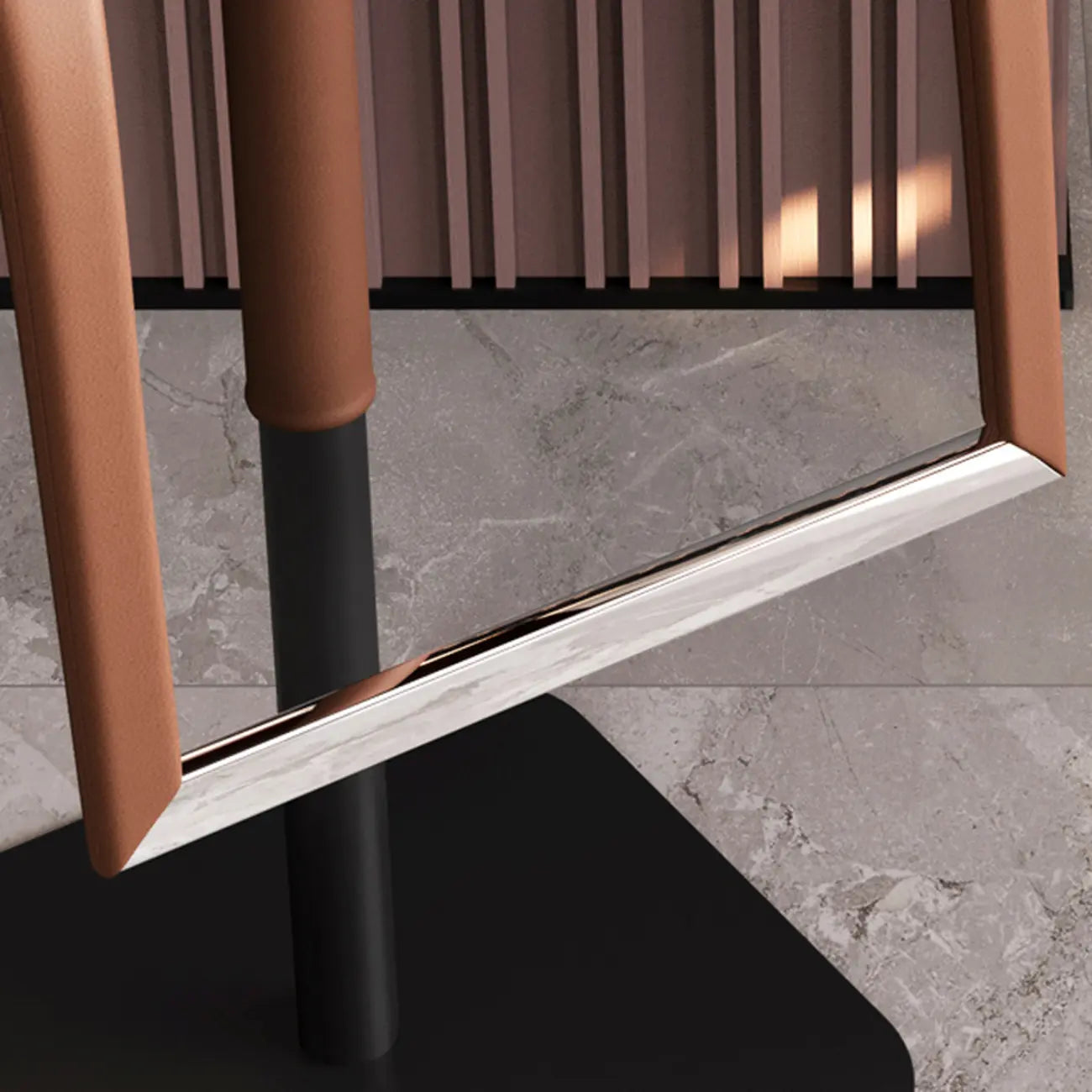 Modern Rectangle Backless Leather Adjustable Swivel Bar Stools