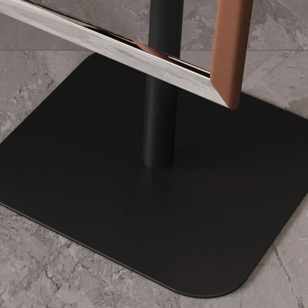 Modern Rectangle Backless Leather Adjustable Swivel Bar Stools