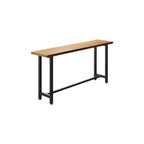 Natural Finish Rectangular Wood Metal Long Trestle Bar Table