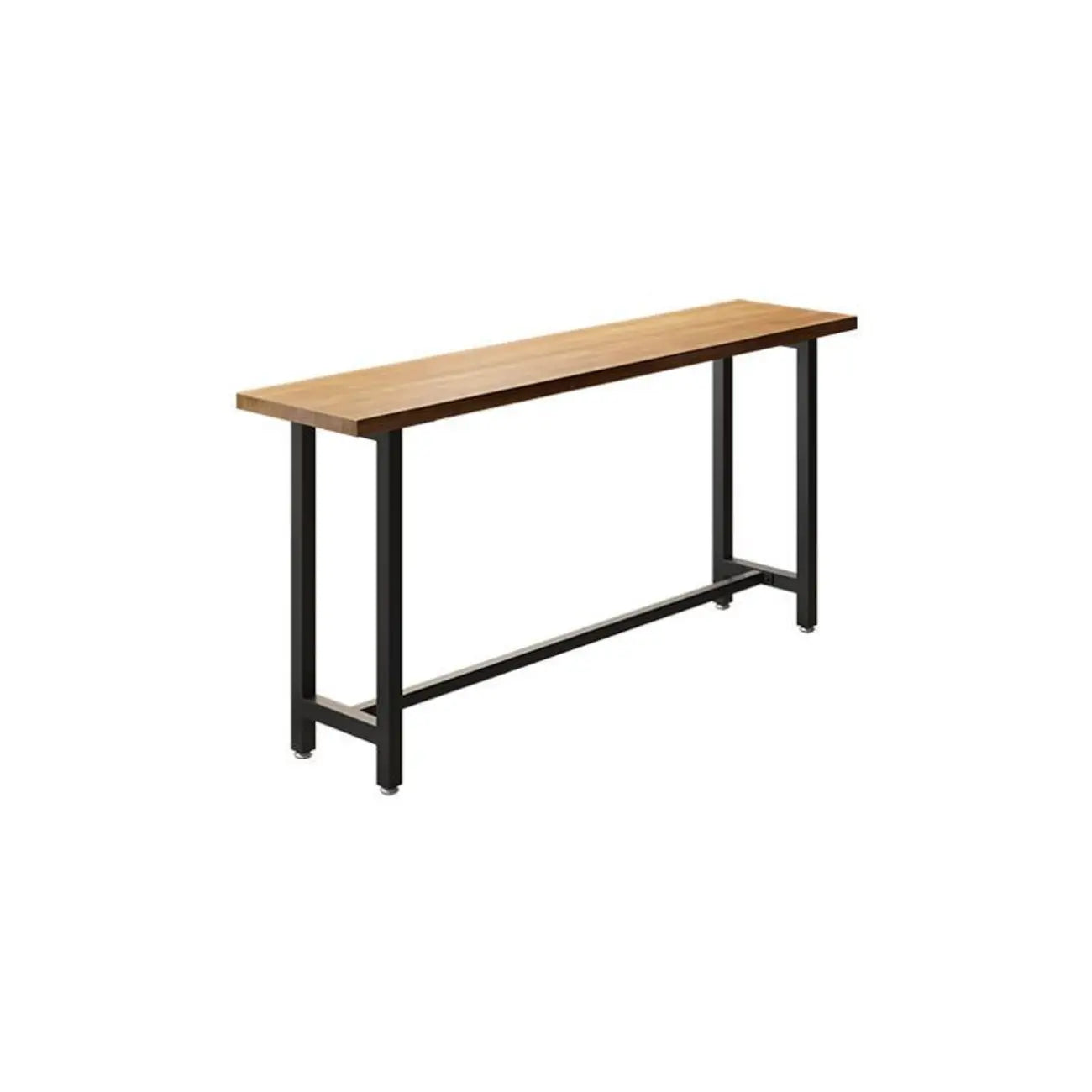Natural Finish Rectangular Wood Metal Long Trestle Bar Table