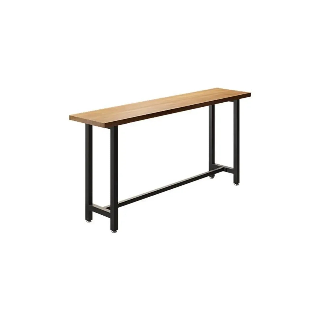 Natural Finish Rectangular Wood Metal Long Trestle Bar Table