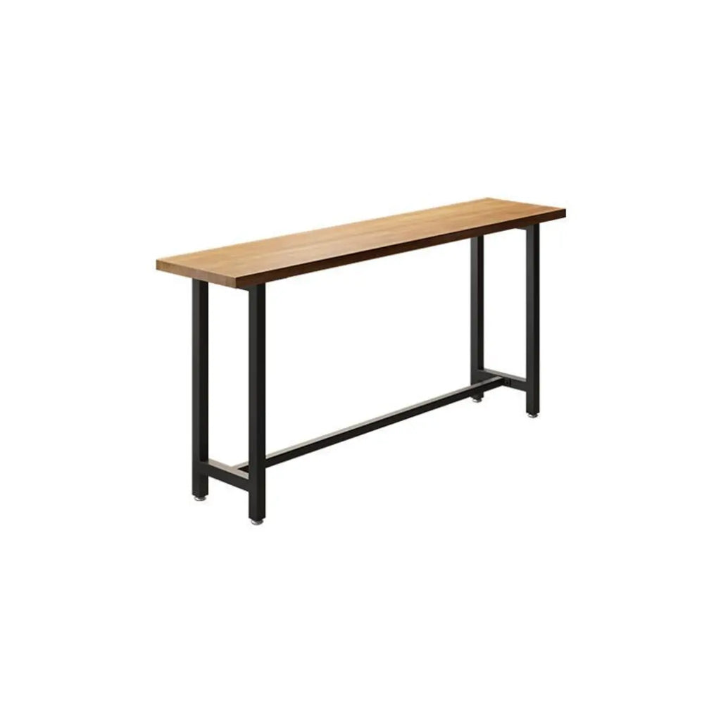 Natural Finish Rectangular Wood Metal Long Trestle Bar Table