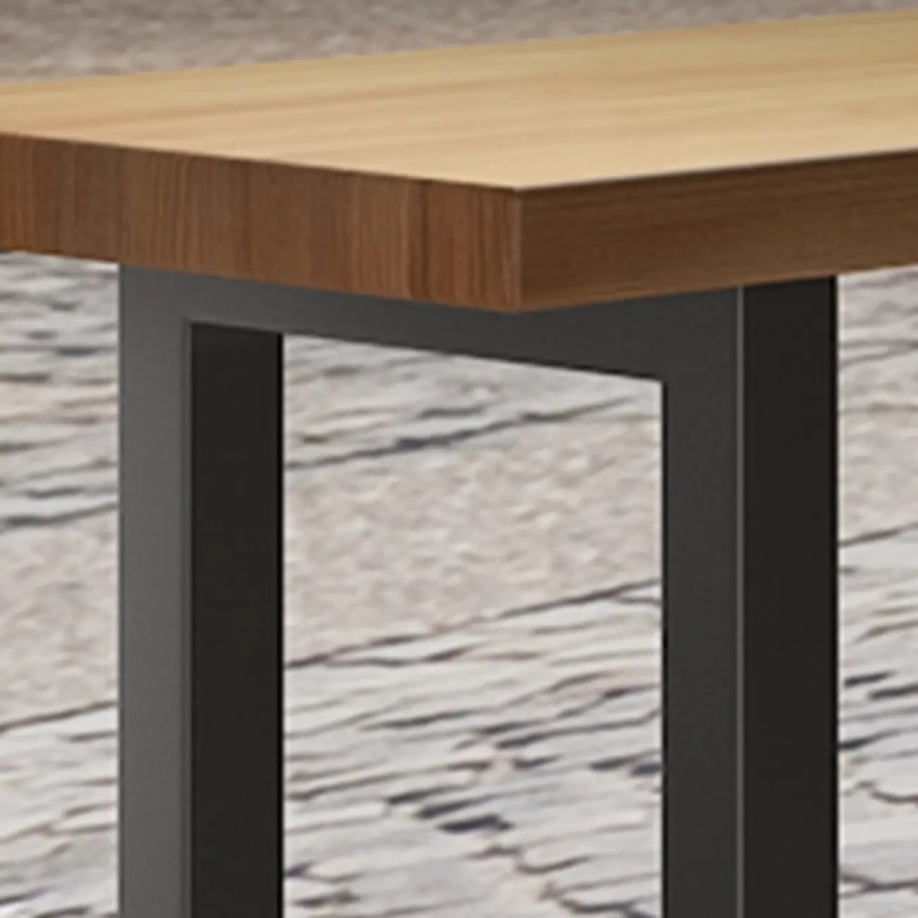 Natural Finish Rectangular Wood Metal Long Trestle Bar Table