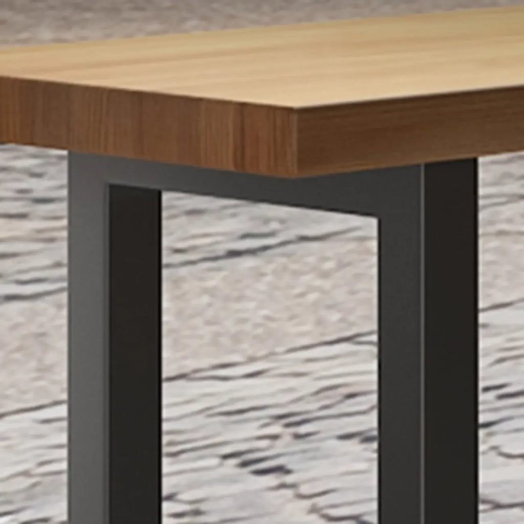 Natural Finish Rectangular Wood Metal Long Trestle Bar Table