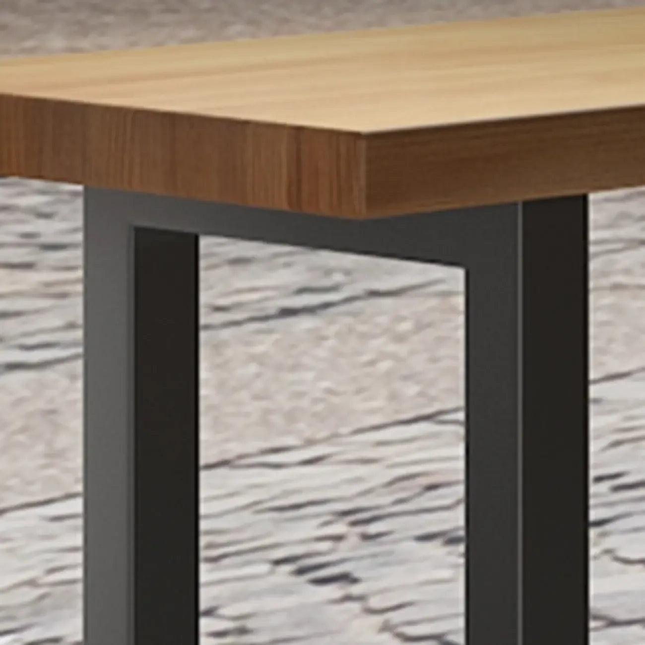 Natural Finish Rectangular Wood Metal Long Trestle Bar Table