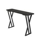 Rectangular Sleek Stone Top Metal Gray Double Pedestal Bar Table