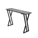 Rectangular Sleek Stone Top Metal Gray Double Pedestal Bar Table
