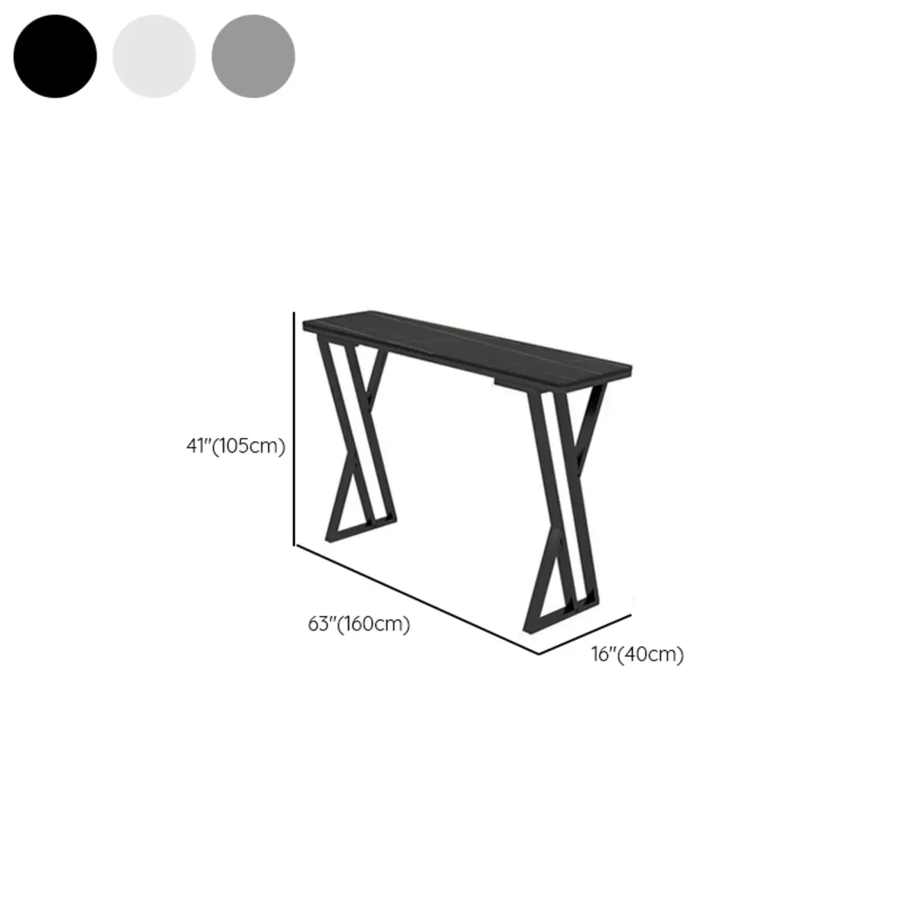 Rectangular Sleek Stone Top Metal Gray Double Pedestal Bar Table