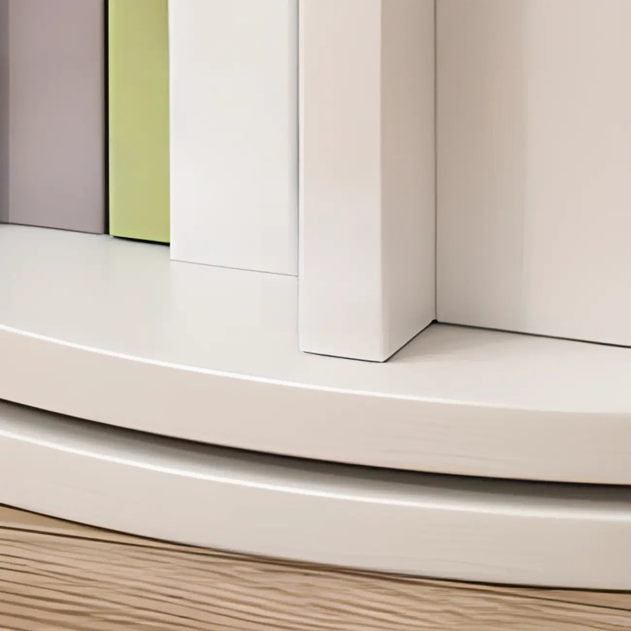 Brown Cylindrical Wooden Rotating Open-Back Bookcase