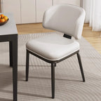 Modern Upholstered Dining Chair Low Back Steel Legs