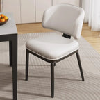 Modern Upholstered Dining Chair Low Back Steel Legs