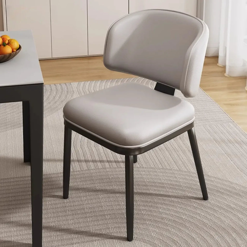 Modern Upholstered Dining Chair Low Back Steel Legs