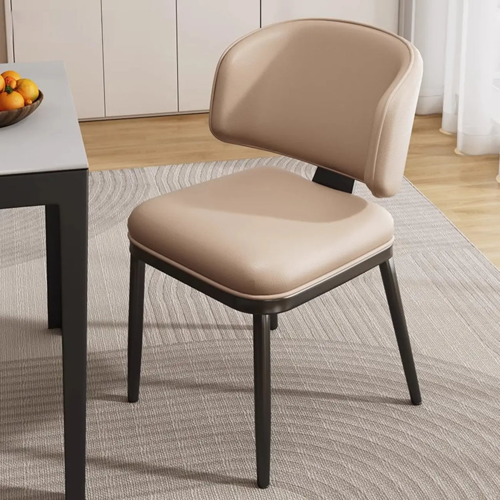 Modern Upholstered Dining Chair Low Back Steel Legs