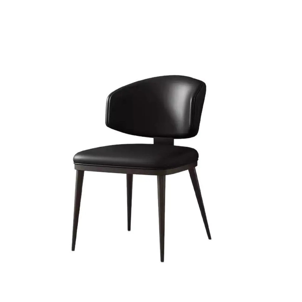 Modern Upholstered Dining Chair Low Back Steel Legs