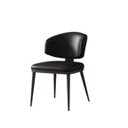 Modern Upholstered Dining Chair Low Back Steel Legs