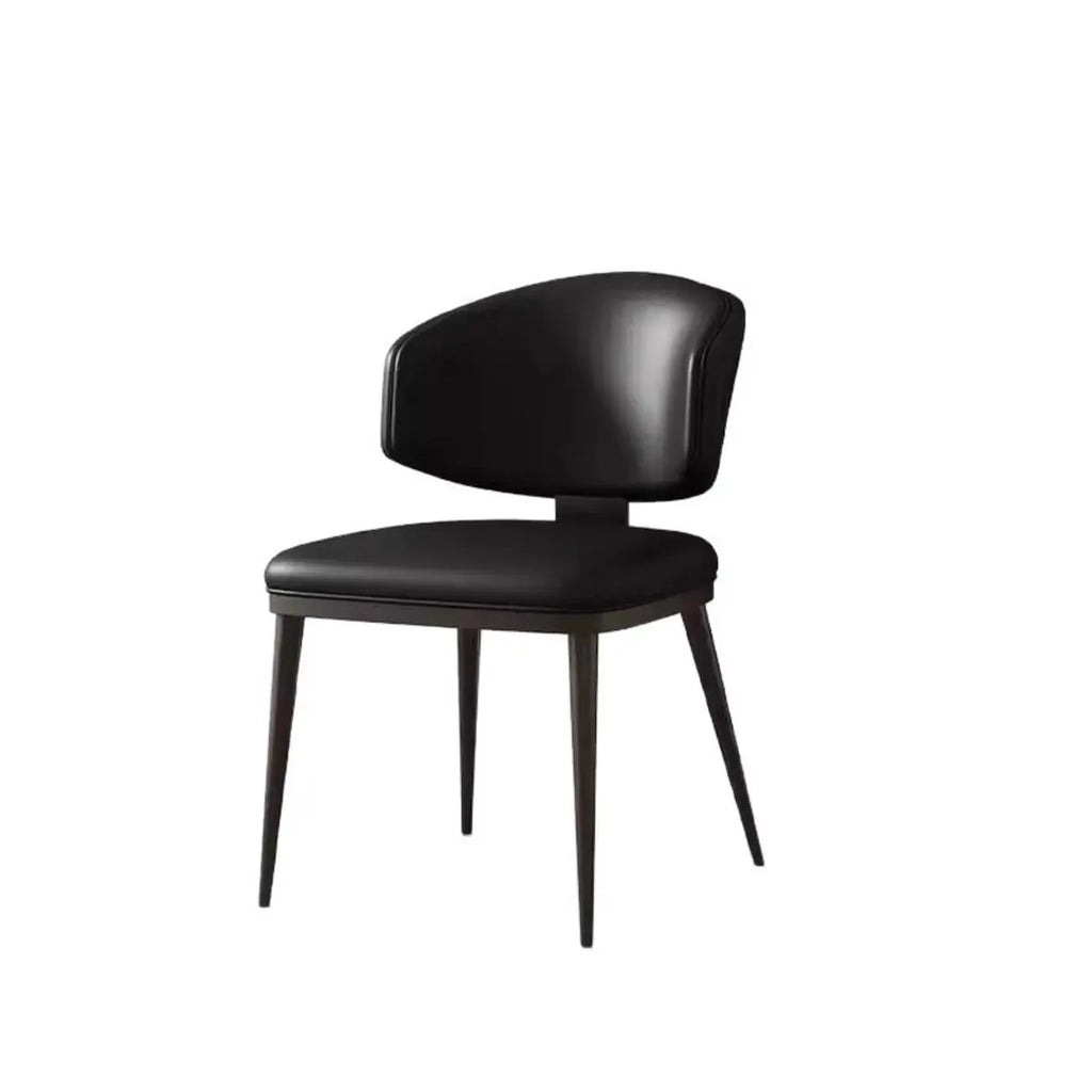 Modern Upholstered Dining Chair Low Back Steel Legs