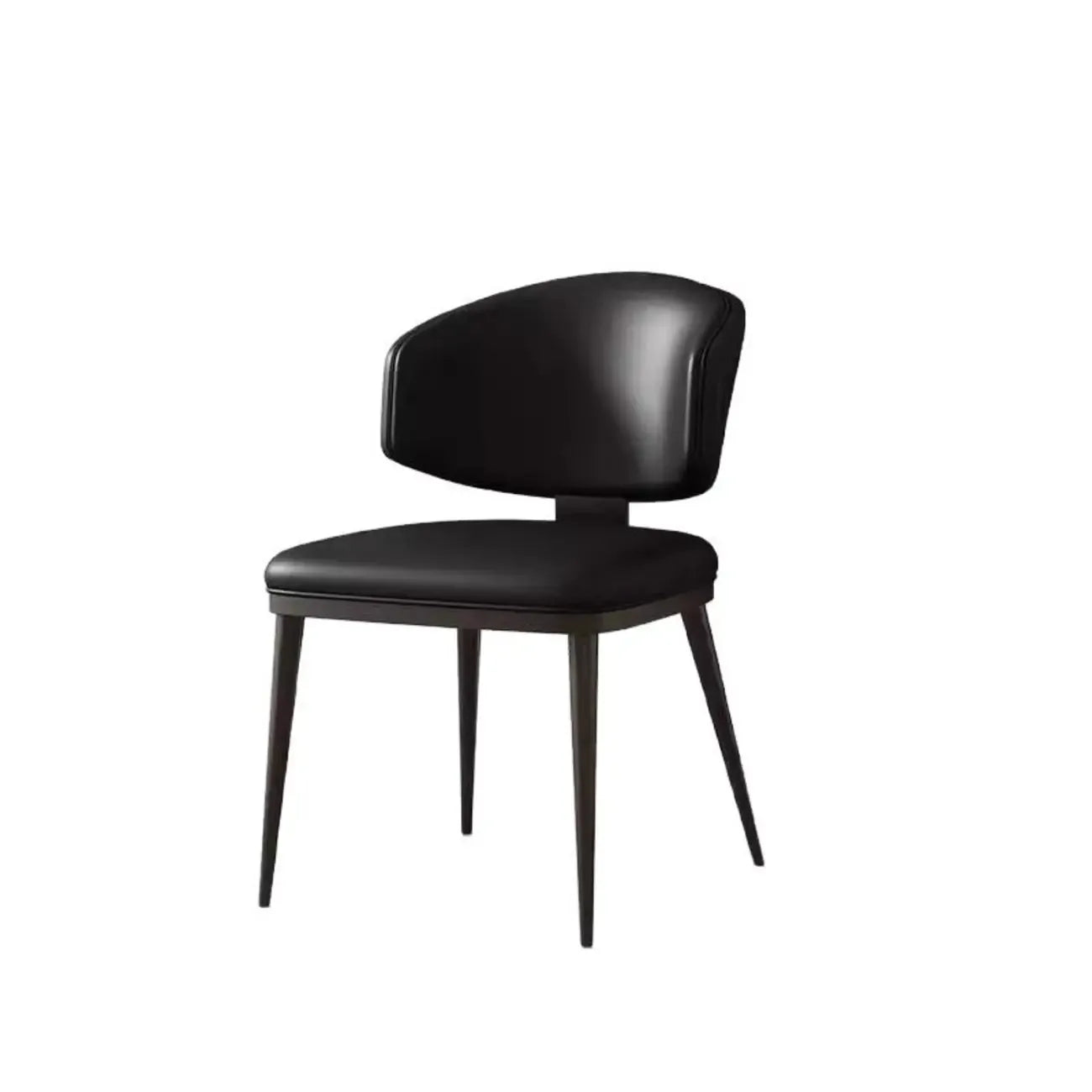Modern Upholstered Dining Chair Low Back Steel Legs