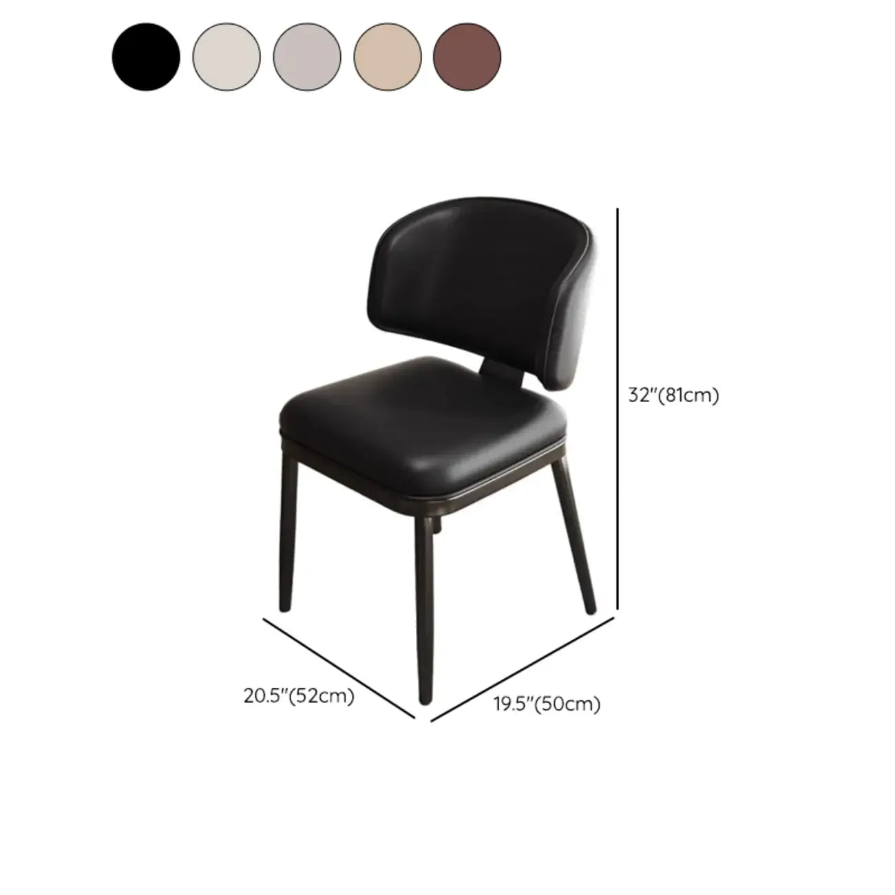 Modern Upholstered Dining Chair Low Back Steel Legs