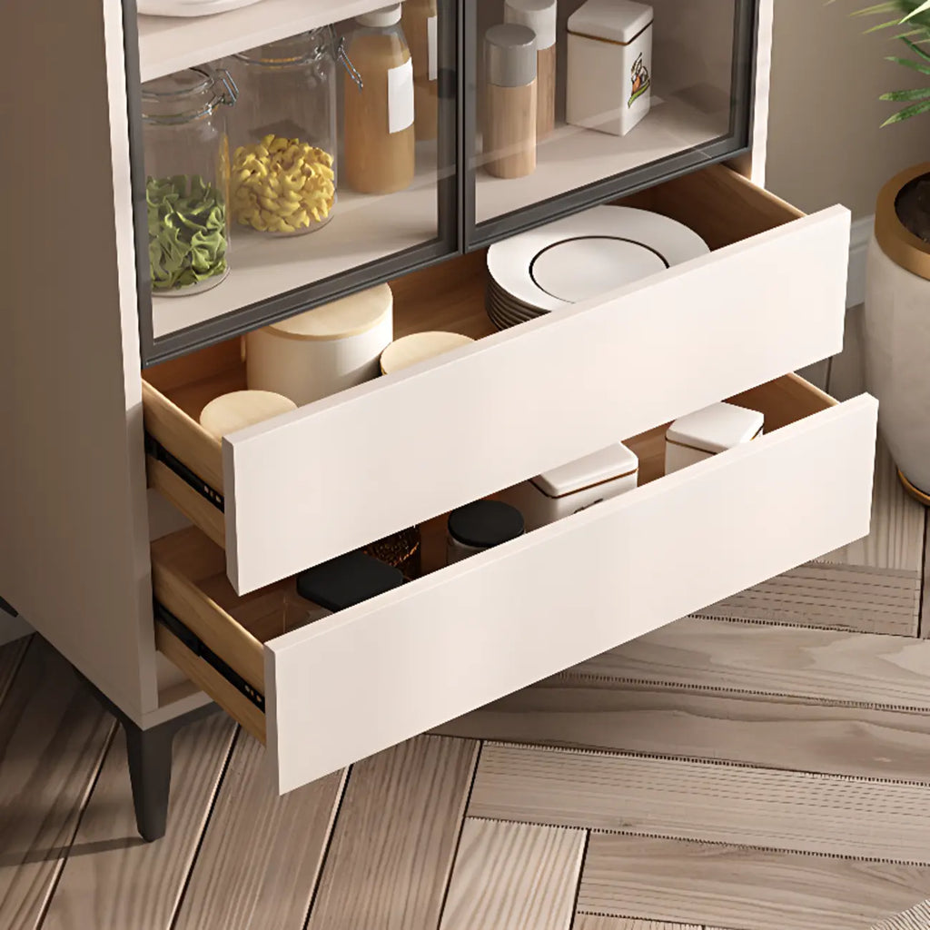 Khaki Wooden Adjustable Shelf Display Cabinet with Drawer