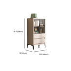 Khaki Wooden Adjustable Shelf Display Cabinet with Drawer