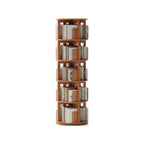 Narrow Cherry Wood Vertical 6 Shelf Rotating Bookshelf