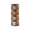 Narrow Cherry Wood Vertical 6 Shelf Rotating Bookshelf