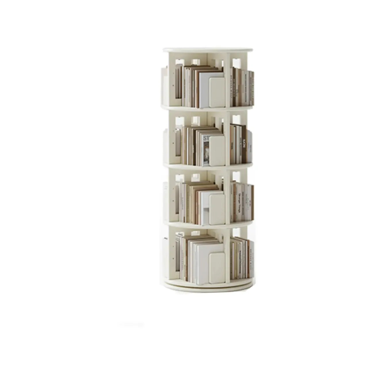 Narrow Cherry Wood Vertical 6 Shelf Rotating Bookshelf