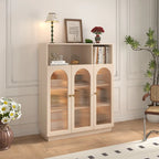 Modern Transparent White Wood Bookcase with Glass Doors