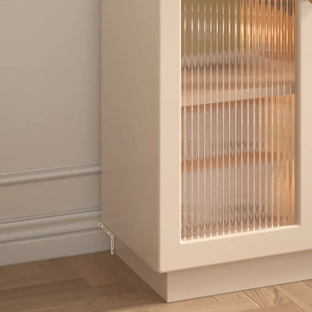 Modern Transparent White Wood Bookcase with Glass Doors