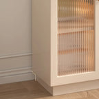Modern Transparent White Wood Bookcase with Glass Doors